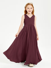 Chic Elegant Sleeveless Dresses for Junior Bridesmaids Cabernet