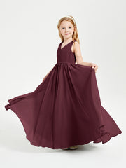 Chic Elegant Sleeveless Dresses for Junior Bridesmaids Cabernet