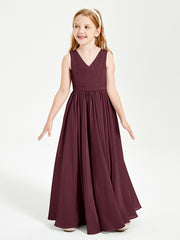Chic Elegant Sleeveless Dresses for Junior Bridesmaids Cabernet