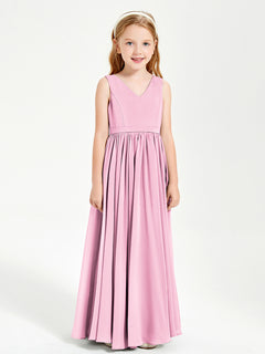 Chic Elegant Sleeveless Dresses for Junior Bridesmaids Candy Pink