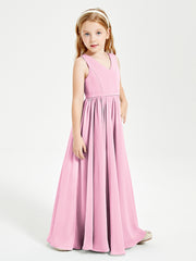 Chic Elegant Sleeveless Dresses for Junior Bridesmaids Candy Pink
