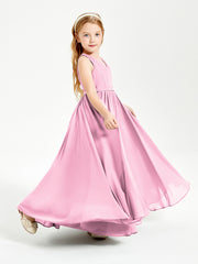 Chic Elegant Sleeveless Dresses for Junior Bridesmaids Candy Pink