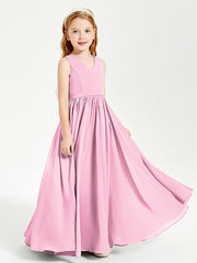 Chic Elegant Sleeveless Dresses for Junior Bridesmaids Candy Pink