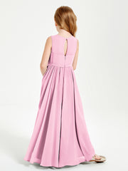 Chic Elegant Sleeveless Dresses for Junior Bridesmaids Candy Pink