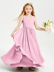 Chic Elegant Sleeveless Dresses for Junior Bridesmaids Candy Pink
