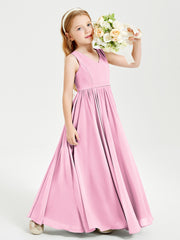 Chic Elegant Sleeveless Dresses for Junior Bridesmaids Candy Pink