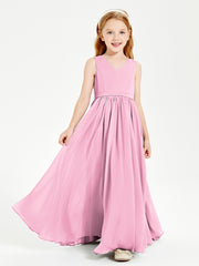 Chic Elegant Sleeveless Dresses for Junior Bridesmaids Candy Pink
