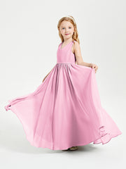 Chic Elegant Sleeveless Dresses for Junior Bridesmaids Candy Pink