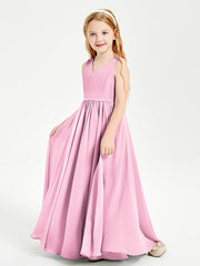 Chic Elegant Sleeveless Dresses for Junior Bridesmaids Candy Pink