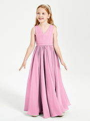 Chic Elegant Sleeveless Dresses for Junior Bridesmaids Candy Pink
