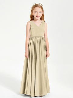 Chic Elegant Sleeveless Dresses for Junior Bridesmaids Champagne