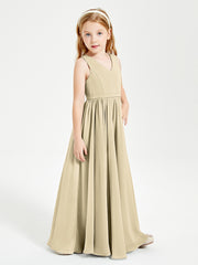 Chic Elegant Sleeveless Dresses for Junior Bridesmaids Champagne