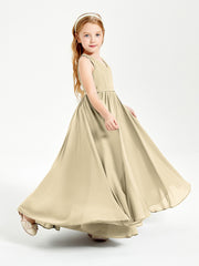 Chic Elegant Sleeveless Dresses for Junior Bridesmaids Champagne