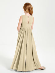 Chic Elegant Sleeveless Dresses for Junior Bridesmaids Champagne