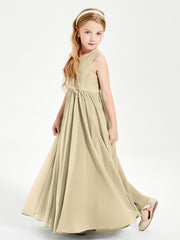 Chic Elegant Sleeveless Dresses for Junior Bridesmaids Champagne