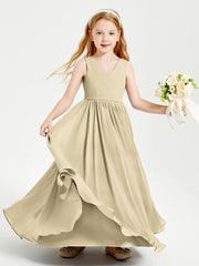 Chic Elegant Sleeveless Dresses for Junior Bridesmaids Champagne