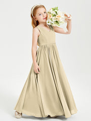 Chic Elegant Sleeveless Dresses for Junior Bridesmaids Champagne