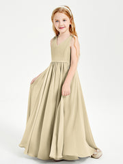 Chic Elegant Sleeveless Dresses for Junior Bridesmaids Champagne