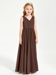 Chic Elegant Sleeveless Dresses for Junior Bridesmaids Chocolate