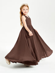 Chic Elegant Sleeveless Dresses for Junior Bridesmaids Chocolate
