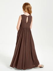 Chic Elegant Sleeveless Dresses for Junior Bridesmaids Chocolate