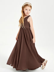Chic Elegant Sleeveless Dresses for Junior Bridesmaids Chocolate