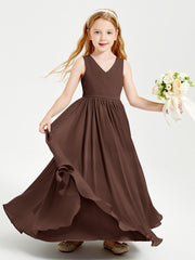 Chic Elegant Sleeveless Dresses for Junior Bridesmaids Chocolate