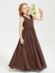 Chic Elegant Sleeveless Dresses for Junior Bridesmaids Chocolate