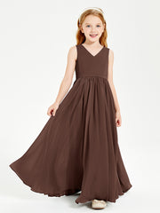 Chic Elegant Sleeveless Dresses for Junior Bridesmaids Chocolate
