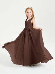 Chic Elegant Sleeveless Dresses for Junior Bridesmaids Chocolate