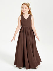 Chic Elegant Sleeveless Dresses for Junior Bridesmaids Chocolate