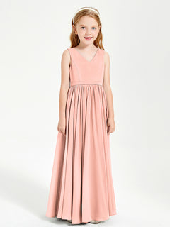 Chic Elegant Sleeveless Dresses for Junior Bridesmaids Coral