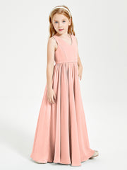 Chic Elegant Sleeveless Dresses for Junior Bridesmaids Coral