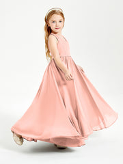 Chic Elegant Sleeveless Dresses for Junior Bridesmaids Coral