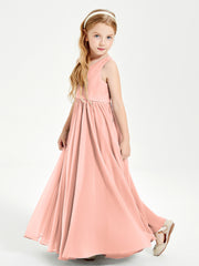 Chic Elegant Sleeveless Dresses for Junior Bridesmaids Coral