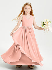 Chic Elegant Sleeveless Dresses for Junior Bridesmaids Coral