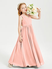 Chic Elegant Sleeveless Dresses for Junior Bridesmaids Coral