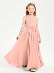 Chic Elegant Sleeveless Dresses for Junior Bridesmaids Coral