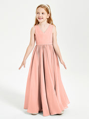 Chic Elegant Sleeveless Dresses for Junior Bridesmaids Coral