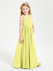 Chic Elegant Sleeveless Dresses for Junior Bridesmaids Daffodil