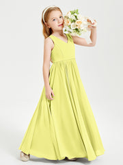 Chic Elegant Sleeveless Dresses for Junior Bridesmaids Daffodil