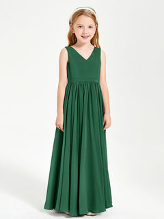 Chic Elegant Sleeveless Dresses for Junior Bridesmaids Dark Green