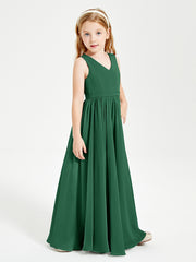 Chic Elegant Sleeveless Dresses for Junior Bridesmaids Dark Green