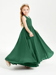 Chic Elegant Sleeveless Dresses for Junior Bridesmaids Dark Green