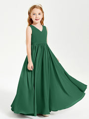 Chic Elegant Sleeveless Dresses for Junior Bridesmaids Dark Green