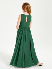 Chic Elegant Sleeveless Dresses for Junior Bridesmaids Dark Green