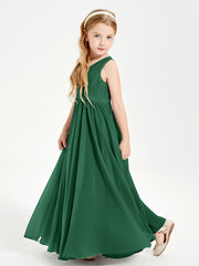 Chic Elegant Sleeveless Dresses for Junior Bridesmaids Dark Green