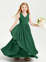 Chic Elegant Sleeveless Dresses for Junior Bridesmaids Dark Green
