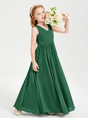 Chic Elegant Sleeveless Dresses for Junior Bridesmaids Dark Green