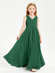 Chic Elegant Sleeveless Dresses for Junior Bridesmaids Dark Green